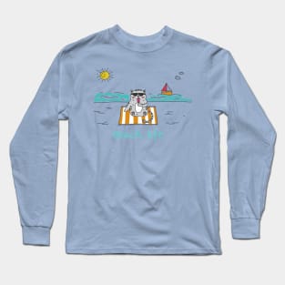 Beach Life Cat with Popsicle Long Sleeve T-Shirt